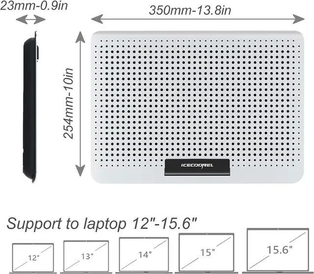 Alt view image 7 of 7 - Aluminum Laptop Cooling Pad 2023 Upgrade, Laptop Cooler Stand with 7 Height Adjustable, Laptop Fan Cooling Pad for Laptop 12-15.6 Inch, Notebook Cooler Pad with Two USB Port (Silver)