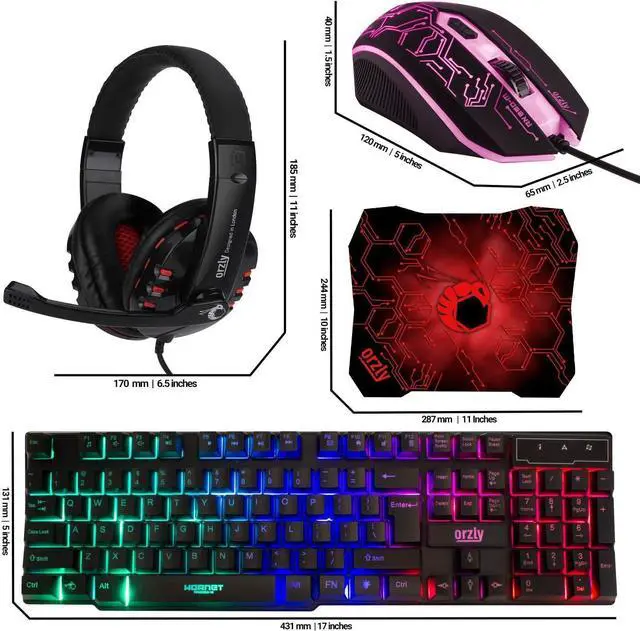 Alt view image 5 of 6 - Gaming Keyboard and Mouse and Gaming Headset & Mouse Pad, Wired LED RGB Backlight Bundle for PC Gamers Users - 4 in 1 - Black
