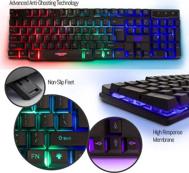 Alt view image 2 of 6 - Gaming Keyboard and Mouse and Gaming Headset & Mouse Pad, Wired LED RGB Backlight Bundle for PC Gamers Users - 4 in 1 - Black