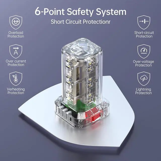 Alt view image 6 of 7 - Surge Protector Power Strip Tower,10FT Extension Cord with Multiple Outlets, 12 AC 4 USB (1 USB C),Mini Power Strip with USB Ports, Surge Protector Tower Overload Protection for Office, Desk