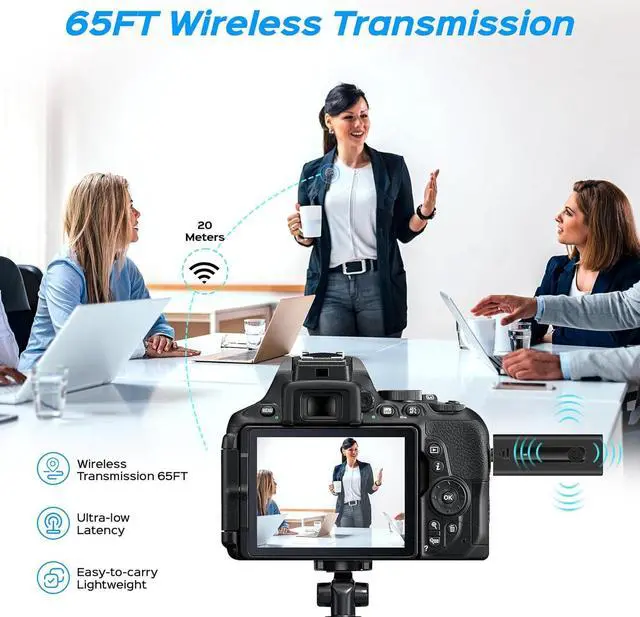 Alt view image 3 of 7 - 2 Pack Wireless Microphones for Camera/GoPro/iPhone/Android Phone/Laptop/Computer, Plug-Play 2.4GHz Wireless Lavalier Microphone for Video Recording, Interview, Vlogging