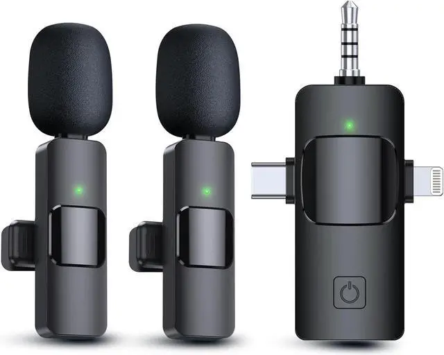 Main image of 3 in 1 Wireless Lavalier Microphones for iPhone, iPad, Android, Camera, USB-C Microphone, 7-Hour Battery, Mini Microphone with Noise Reduction for Video Recording, Vlog, YouTube, TikTok