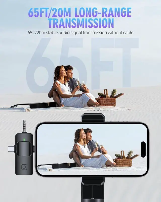 Alt view image 3 of 7 - 3 in 1 Wireless Lavalier Microphones for iPhone, iPad, Android, Camera, USB-C Microphone, 7-Hour Battery, Mini Microphone with Noise Reduction for Video Recording, Vlog, YouTube, TikTok