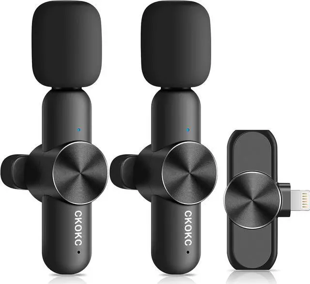 Main image of Dual Wireless Microphone for iPhone iPad, Professional Wireless Lavalier Microphone for Video Recording, Clip On Lapel Mic for YouTube/Interview/Vlog/Presentation/Facebook Live