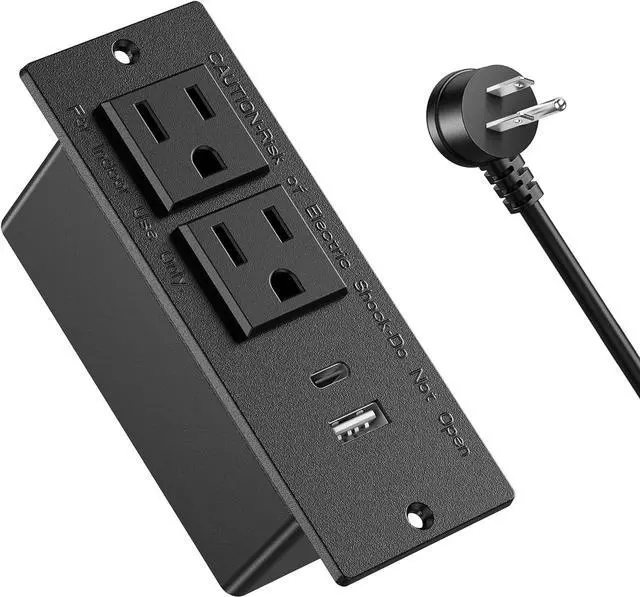 Main image of Conference Recessed Power Strip,20W USB C Fast Charging,Furniture Recessed Outlet,2 Outlets,2 USB Ports Table Power Strip,Flush Mount Power Strip for Side Table,6ft Cord,Flat Plug
