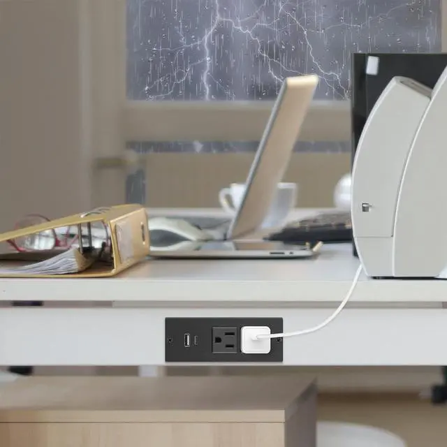 Alt view image 7 of 7 - Conference Recessed Power Strip,20W USB C Fast Charging,Furniture Recessed Outlet,2 Outlets,2 USB Ports Table Power Strip,Flush Mount Power Strip for Side Table,6ft Cord,Flat Plug