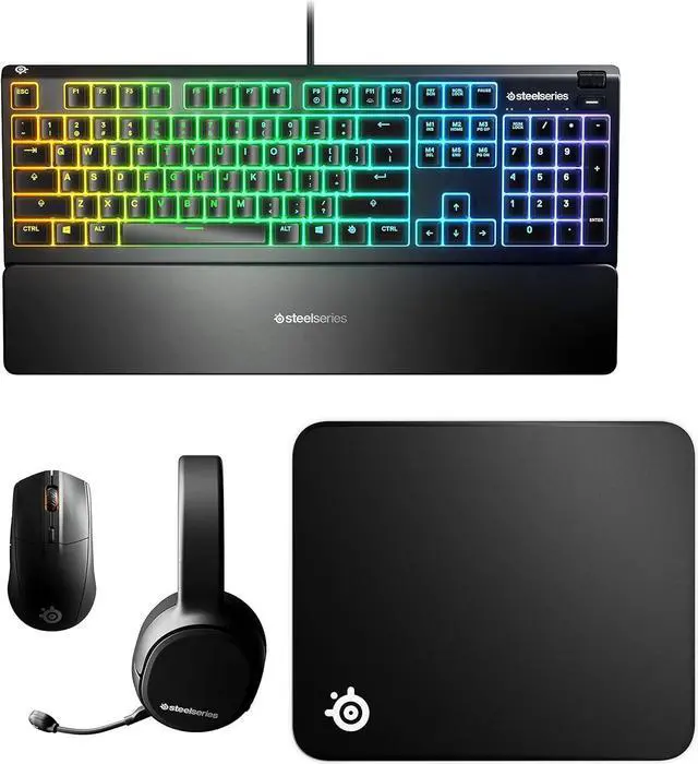 Main image of SteelSeries Ultimate Gaming Keyboard Headset Mouse Mousepad Bundle - 4 IN 1 Set