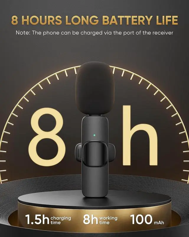 Alt view image 4 of 7 - Wireless Lavalier Microphone Compatible with iPhone/iPad/Android Phone/Laptop, IUMAKEVP Plug-Play Lapel Clip-On Mic with Noise Reduction for Video Recording/Live Steam/Interview/TikTok/YouTube(2 Mics)