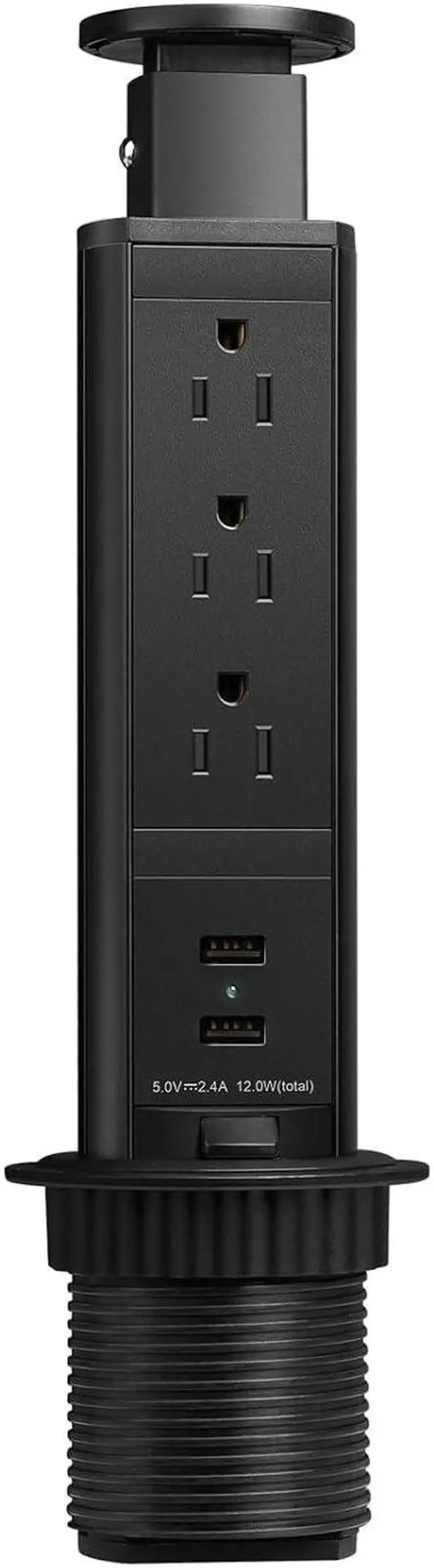 Main image of Pop Up Electrical Outlet for Countertop, Recessed Power Strip with 3 AC Outlet & 2 USB Ports,2.5" Hole Pull Pop Up Socket Hidden Outlets, Pop Out Power Outlet for Kitchen Counter Conference Desk