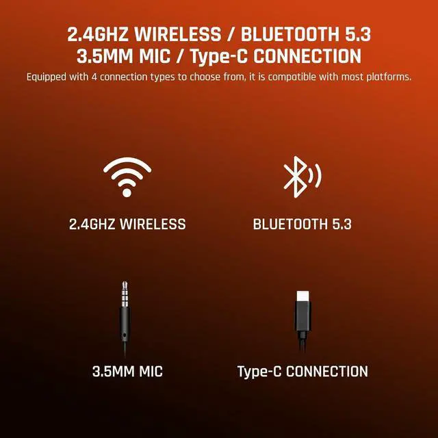 Alt view image 3 of 7 - BIGBIG WON 2.4GHz Wireless Gaming Headset for PC, PS5, PS4, Switch, Bluetooth 5.3 Gaming Headphones with Noise Canceling Microphone & 35 Hr Battery, 3.5mm Wired Mode for Xbox Series X|S, Xbox One