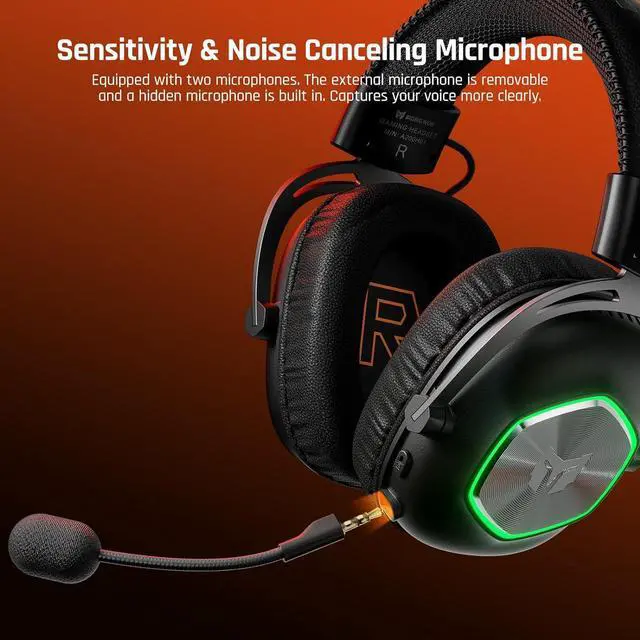 Alt view image 6 of 7 - BIGBIG WON 2.4GHz Wireless Gaming Headset for PC, PS5, PS4, Switch, Bluetooth 5.3 Gaming Headphones with Noise Canceling Microphone & 35 Hr Battery, 3.5mm Wired Mode for Xbox Series X|S, Xbox One