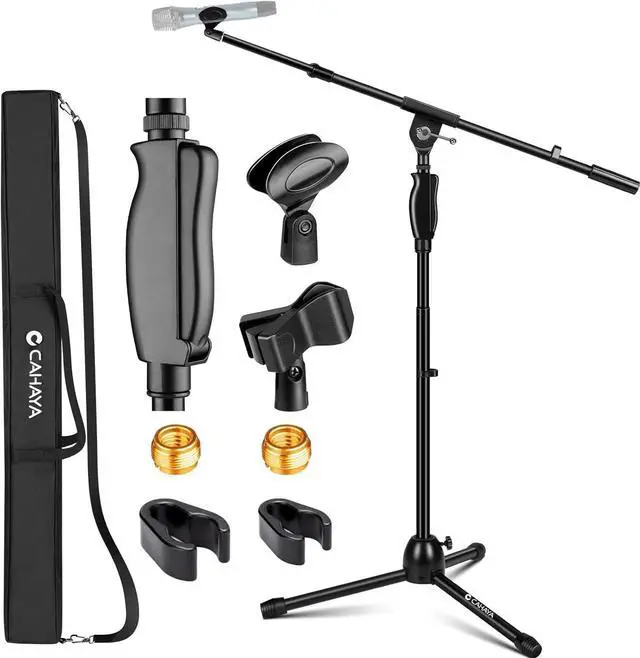 Main image of Tripod Microphone Stand: Boom Arm One-Button Release Floor Mic Stand Portable with Carrying Bag and 2 Mic Clips for Singing Performance Wedding Stage Meeting Live CY0362