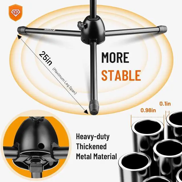 Alt view image 6 of 7 - Tripod Microphone Stand: Boom Arm One-Button Release Floor Mic Stand Portable with Carrying Bag and 2 Mic Clips for Singing Performance Wedding Stage Meeting Live CY0362