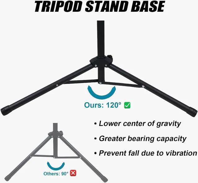 Alt view image 4 of 7 - Microphone Stand - Tripod Boom Arm Mic Stand with Carrying Bag, 2 Mic Clips and Screw Adapter Portable for Singing Performance Wedding Stage and Mic Mount