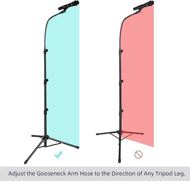 Alt view image 4 of 7 - Boom Mic Stand Mike Stand Gooseneck Microphone Stand Tripod Adjustable Height 3'- 6' with Mic Clips and 3/8" - 5/8" Adapter Microphone Stand for Singing
