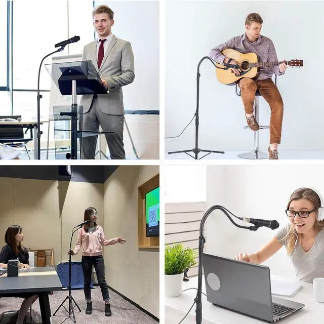 Alt view image 5 of 7 - Boom Mic Stand Mike Stand Gooseneck Microphone Stand Tripod Adjustable Height 3'- 6' with Mic Clips and 3/8" - 5/8" Adapter Microphone Stand for Singing