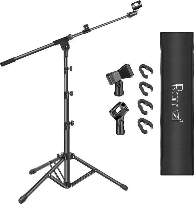 Main image of Mic Stand,Double Support Tripod Microphone Stand Floor Boom Mic Stand with Mic Stand Bag and 2 Mic Clips Adjustable boom