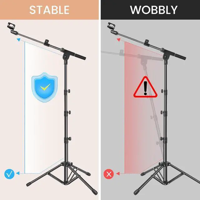 Alt view image 5 of 6 - Mic Stand,Double Support Tripod Microphone Stand Floor Boom Mic Stand with Mic Stand Bag and 2 Mic Clips Adjustable boom