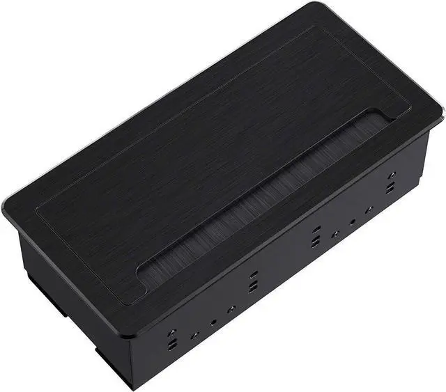 Alt view image 2 of 6 - Recessed Connectivity Box Outlet for Conference Room Table with 2AC Receptacle,2RJ45, 1USB3.0, 1HDMI, 1 VGA, 13.5mm Audio, Black