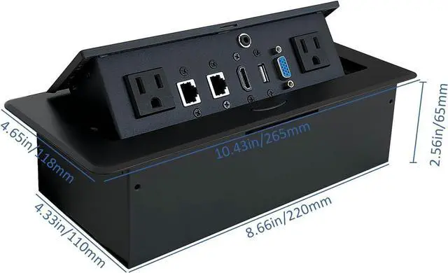 Alt view image 2 of 5 - Table Pop up Power Date Center Connection Box with Outlet Network HDMI for Conference desk
