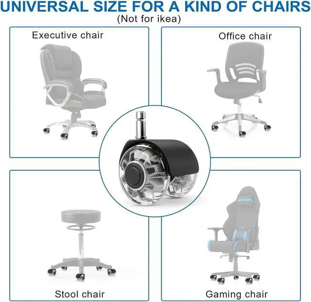 Alt view image 2 of 7 - Office Chair Wheels Replacement-2 Inch Heavy Duty Caster Wheels,Quick & Quiet Rolling Chair Casters (Set of 5),Desk Chair Wheels Universal Fit,Safe for All Floor or Carpet