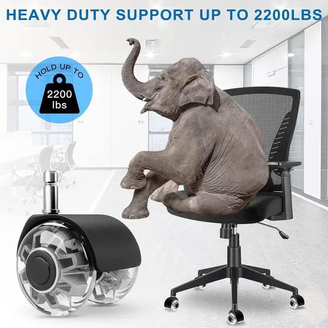 Alt view image 6 of 7 - Office Chair Wheels Replacement-2 Inch Heavy Duty Caster Wheels,Quick & Quiet Rolling Chair Casters (Set of 5),Desk Chair Wheels Universal Fit,Safe for All Floor or Carpet
