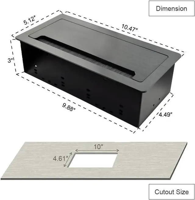Alt view image 5 of 7 - Tabletop Multimedia Connectivity Box with 4 AC Power+2 HDMI+2 RJ45+1 USB3.0 Port +1 USB-C +2 Audio with 5.58ft Power Cord for Conference Room(Black)