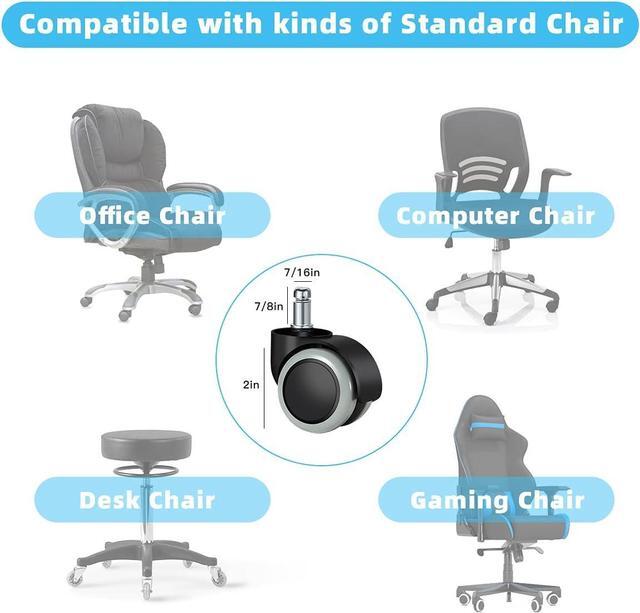 Alt view image 4 of 7 - Office Chair Caster Wheels Replacement(Set of 5) for Hardwood Floors and Carpet- Heavy Duty Caster Support up to 1000bls, Office Chair Wheels,2 inch,Universal Size (Grey)