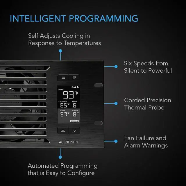 Alt view image 3 of 7 - AC Infinity CLOUDPLATE T9-N, Rack Mount Fan Panel 3U, Intake Airflow, for Cooling AV, Home Theater, Network 19 Racks