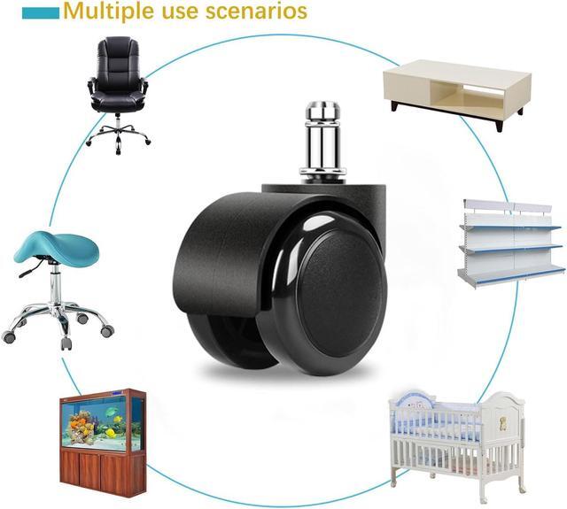Alt view image 7 of 7 - 2" Office Chair Wheels Heavy Duty Replacement, Mute Rubber Rotating Desk Chair Caster Wheels, Computer Desk Chair Wheel Safe Mute Rotating Rubber Wheels for Wood Floors and Carpet, Universal Standard