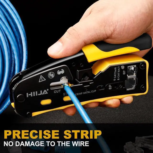Main image of RJ45 Crimp Tool Kit Pass Through Ethernet Crimper Kit All-in-one Ratcheting Modular Data Cable Crimper Kit