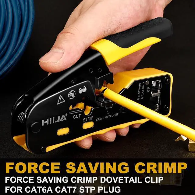 Alt view image 7 of 7 - RJ45 Crimp Tool Kit Pass Through Ethernet Crimper Kit All-in-one Ratcheting Modular Data Cable Crimper Kit