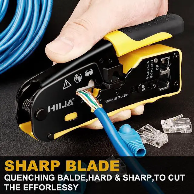 Alt view image 5 of 7 - RJ45 Crimp Tool Kit Pass Through Ethernet Crimper Kit All-in-one Ratcheting Modular Data Cable Crimper Kit