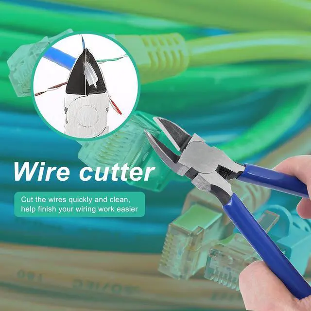 Alt view image 5 of 6 - RJ45 Crimp Tool Pass Through Ethernet Crimping Tool Kit Cat6 Cat5e Cat6a RJ45 Crimper with Cable Tester, Cat6 Connectors with RJ45 Boot Covers, Mini Stripper, Blades and Cable Ties