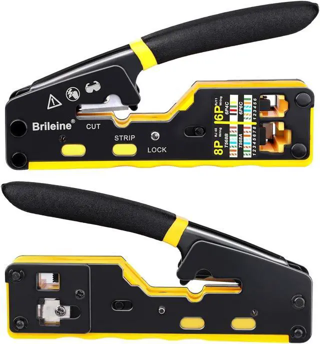 Alt view image 4 of 6 - RJ45 Crimp Tool Pass Through Kit Ethernet Crimper Cat5 Cat5e Cat6 Crimping Tool for RJ11/12 6P/8P with Network Lan Cable Tester, 50PCS CAT6 Connectors, 50PCS Boots, Mini Cable Stripper