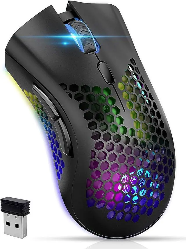Main image of Wireless Gaming Mouse, Silent Click Wireless Rechargeable Mouse with Colorful LED Lights and 3 Level DPI 400mah Lithium Battery for Laptop and Computer (C23 BLACK)