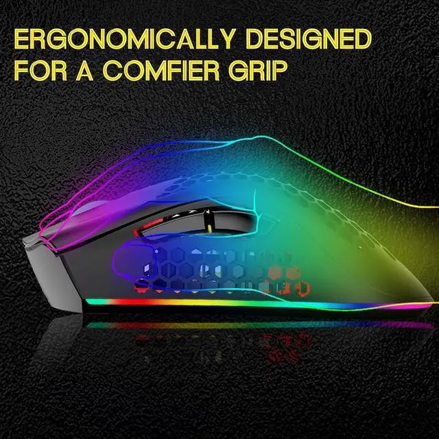 Alt view image 2 of 6 - Wireless Gaming Mouse, Silent Click Wireless Rechargeable Mouse with Colorful LED Lights and 3 Level DPI 400mah Lithium Battery for Laptop and Computer (C23 BLACK)