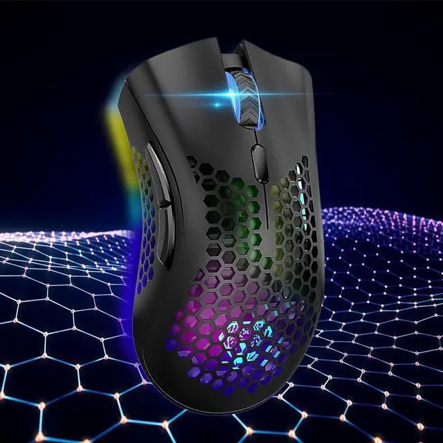 Alt view image 5 of 6 - Wireless Gaming Mouse, Silent Click Wireless Rechargeable Mouse with Colorful LED Lights and 3 Level DPI 400mah Lithium Battery for Laptop and Computer (C23 BLACK)