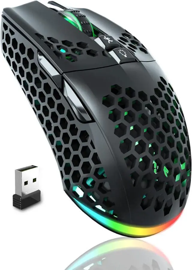 Main image of SM600 Wireless Gaming Mouse with Tri-Modes(BT5.1+BT5.1+2.4G),Rechargeable RGB Wireless Mouse with Honeycomb Shell,Side Buttons Computer Gaming Mice,Black