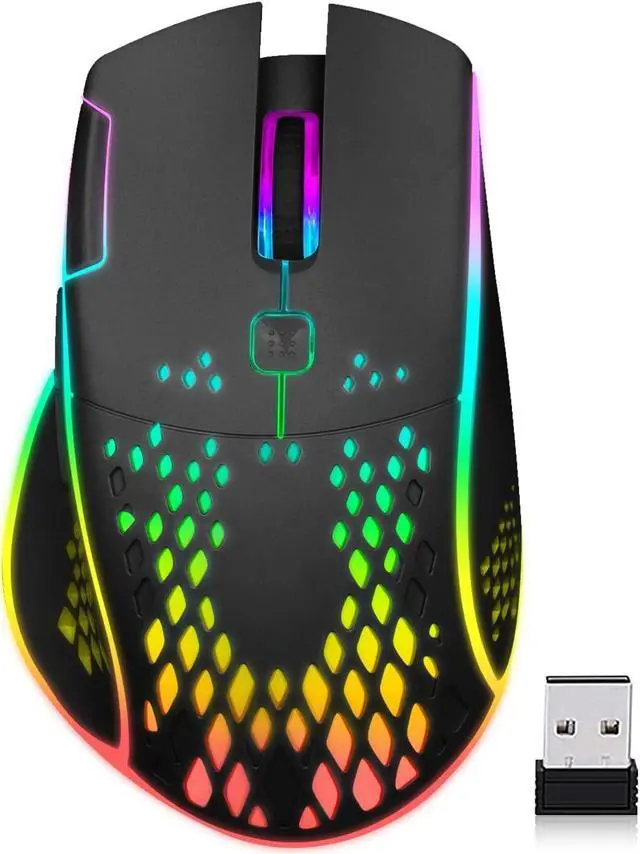 Main image of Wireless Gaming Mouse, C30 Silent Click Wireless Rechargeable Gaming Mouse with Double-Click Key and Colorful LED Lights, 3 Level Adjustable DPI, 400mah Lithium Battery for Gaming and Working