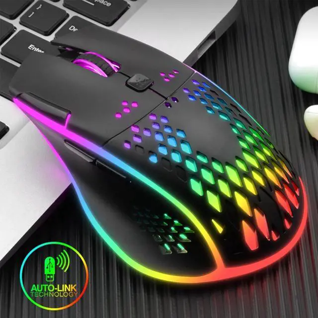 Alt view image 2 of 7 - Wireless Gaming Mouse, C30 Silent Click Wireless Rechargeable Gaming Mouse with Double-Click Key and Colorful LED Lights, 3 Level Adjustable DPI, 400mah Lithium Battery for Gaming and Working