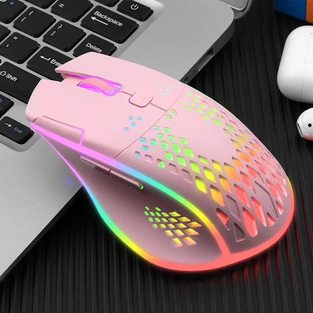 Alt view image 2 of 7 - Wireless Gaming Mouse, C30 Silent Click Wireless Rechargeable Gaming Mouse with Double-Click Key and Colorful LED Lights, 3 Level Adjustable DPI, 400mah Lithium Battery for Gaming and Working Pink