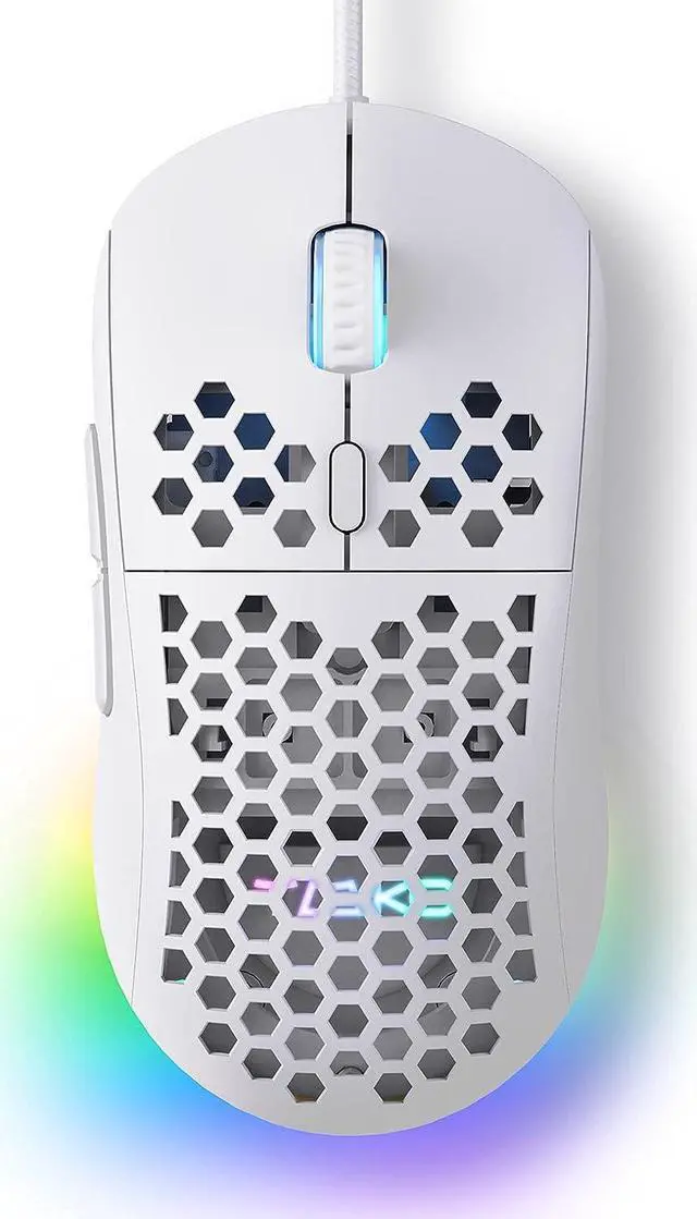 Main image of Falcon M1SE Ultralight Honeycomb Gaming Mouse, High-Precision 12800DPI Optical Sensor, 6 Programmable Buttons, Customizable RGB, Drag-Free Paracord, Ergonomic Wired Gaming Mouse - White