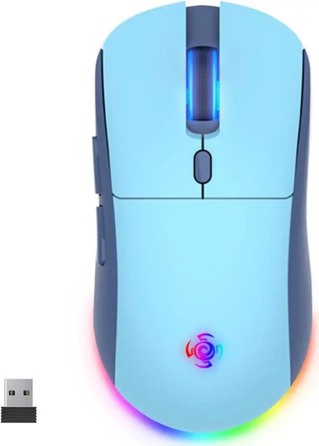 Main image of Wireless Gaming Mouse, 3 Modes 4800 DPI Bluetooth/2.4G/Wired Mouse with Type-C Rchargeable Nano Receiver 6 DPI Levels, 6 Macro Buttons, RGB LED Backlit & Pro Software/Drive for PC/Mac/Laptop Blue