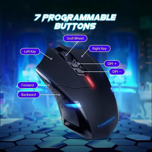 Alt view image 2 of 6 - Wireless Gaming Mouse- USB Cordless PC Accessories Computer Mice with LED Backlit, Ergonomic Gamer Laptop Mouse with 7 Silent Buttons, 5 Adjustable DPI Plug & Play for PC