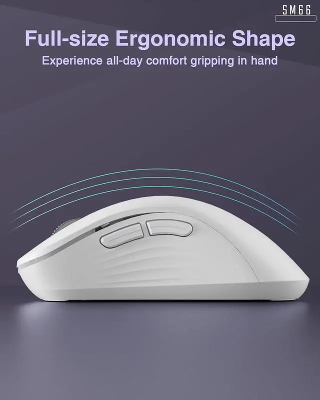 Alt view image 7 of 7 - SM66 Black Silent Dual Mode Bluetooth/2.4GHz Wireless Mouse, Adjustable 4200 DPI,Rechargeable Wireless Computer Mouse for PC Mac Laptop, Desktop Pink