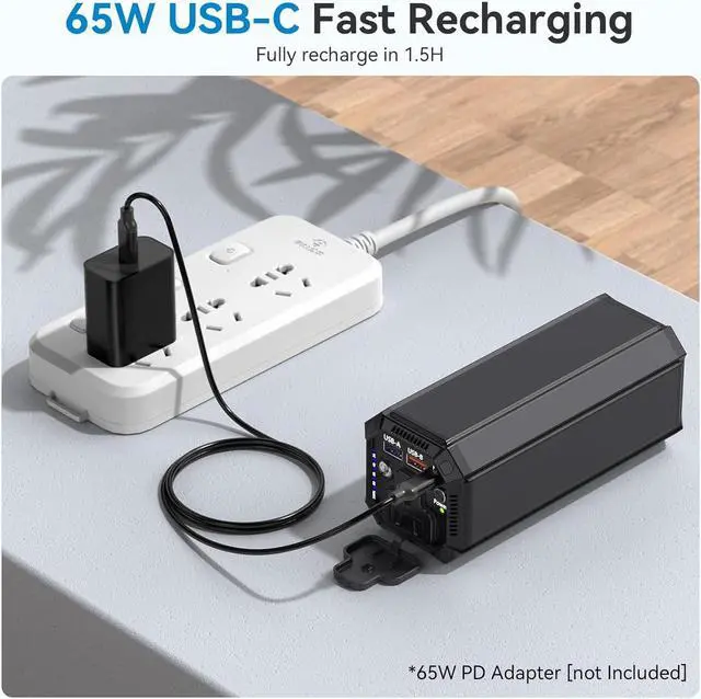 Alt view image 6 of 7 - Portable Power Bank with AC Outlet, 100W Portable Laptop Charger, 98Wh/27000mAh High Capacity with 65W PD USB C Laptop Battery Bank, Backup Power Source for Business Travel and Outdoor Activities