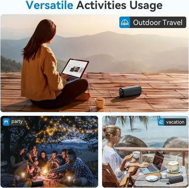 Alt view image 5 of 7 - Portable Power Bank with AC Outlet, 100W Portable Laptop Charger, 98Wh/27000mAh High Capacity with 65W PD USB C Laptop Battery Bank, Backup Power Source for Business Travel and Outdoor Activities