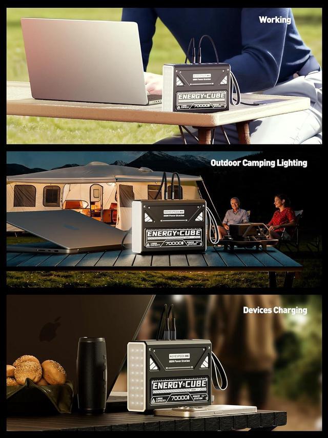 Alt view image 7 of 7 - Power Bank 70,000mAh 100W, Support 4 Outputs Fast Charging, External Battery Bank with Digital Display, Lighting and SOS Mode, USB-C Battery Packs for Laptop,iPhone,Camping,Cyberpunk Style