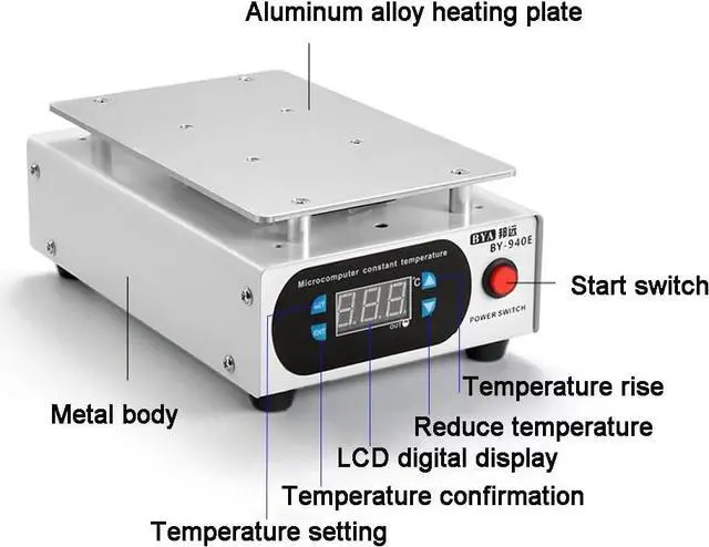 Alt view image 5 of 6 - Preheating Station for Mobile Heating Phone Screen Replacement Electric Heating Plate Electronic Heating Table Welder Hot Plate Microcomputer Constant Temperature 0-200